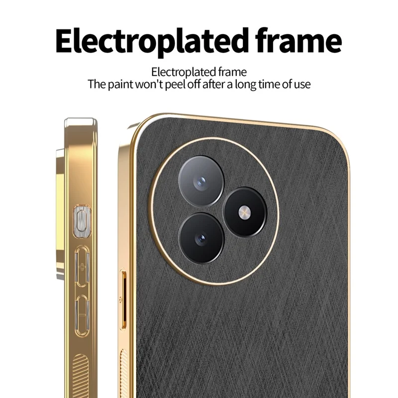 KADEM Para Xiaomi Redmi K80 Ultra 5G Capa Textura de Seda Eletrolítica PU + TPU Capa Traseira do Telefone - Preto