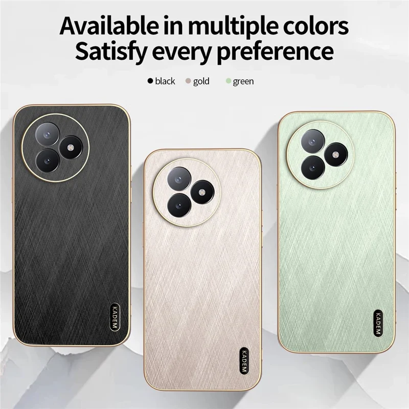 KADEM Para Xiaomi Redmi K80 Ultra 5G Capa Textura de Seda Eletrolítica PU + TPU Capa Traseira do Telefone - Preto