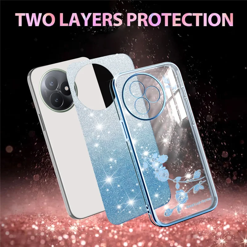 KADEM Pour Xiaomi Redmi K80 Ultra 5G Étui Fleur TPU Flexible Dégradé Couverture de Téléphone - Bleu