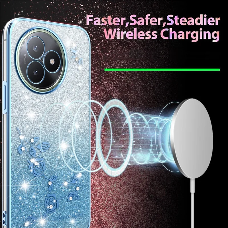 KADEM Pour Xiaomi Redmi K80 Ultra 5G Étui Fleur TPU Flexible Dégradé Couverture de Téléphone - Bleu
