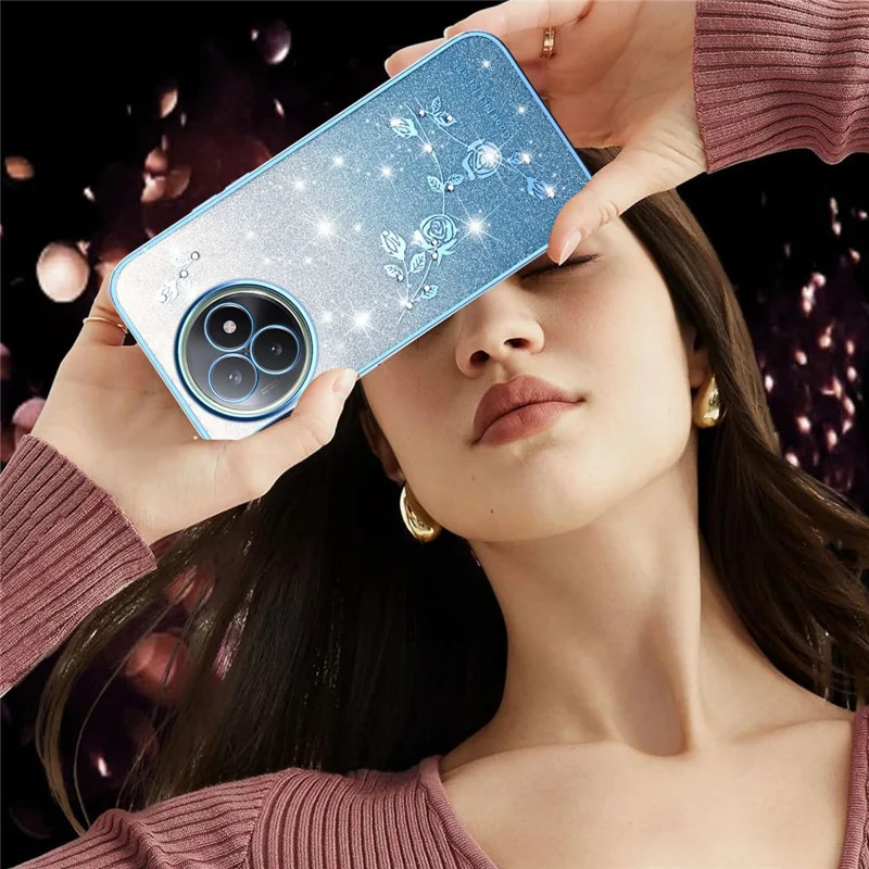 KADEM Pour Xiaomi Redmi K80 Ultra 5G Étui Fleur TPU Flexible Dégradé Couverture de Téléphone - Bleu