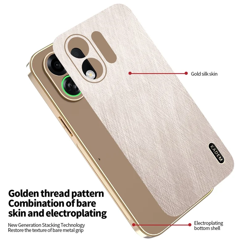 KADEM Для Oppo K13 Turbo Pro 5G / K13 Turbo 5G Чехол Электрохромное шелковистое текстурное ПУ + ТПУ Задняя крышка телефона - Золотой