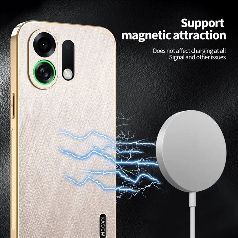 KADEM Для Oppo K13 Turbo Pro 5G / K13 Turbo 5G Чехол Электрохромное шелковистое текстурное ПУ + ТПУ Задняя крышка телефона - Золотой