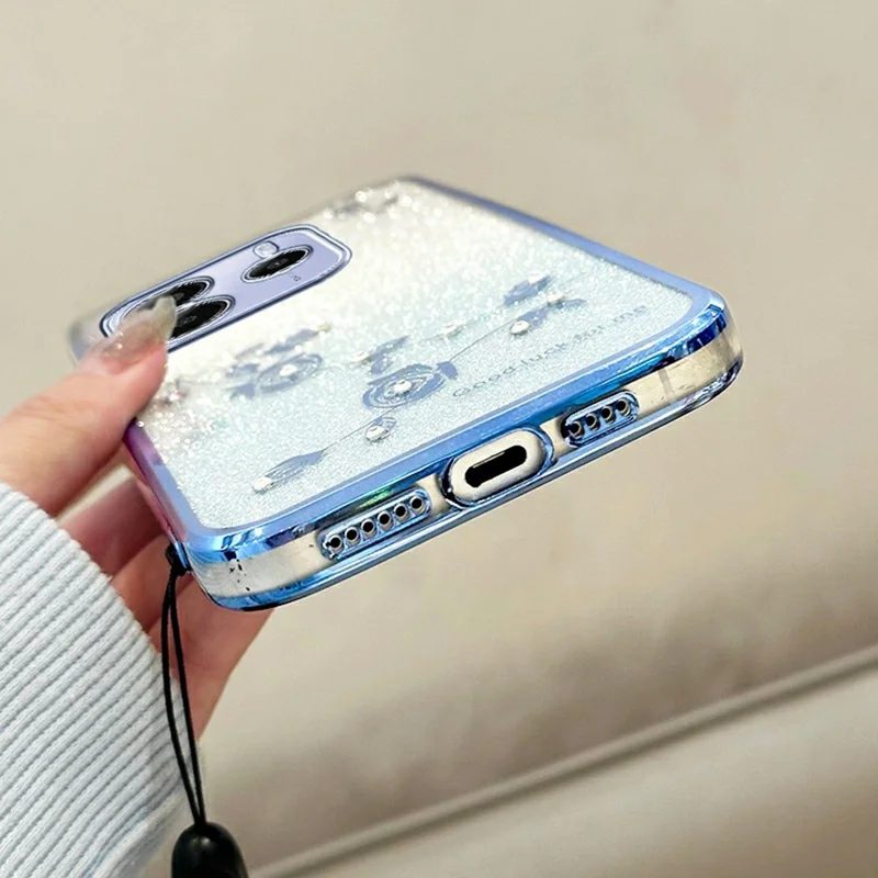 KADEM Для Xiaomi Redmi Note 14 4G (163,25 мм) Чехол с цветочным узором TPU Градиентная телефонная крышка с шнурками - Синий
