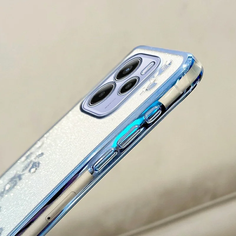 KADEM Для Xiaomi Redmi Note 14 4G (163,25 мм) Чехол с цветочным узором TPU Градиентная телефонная крышка с шнурками - Синий