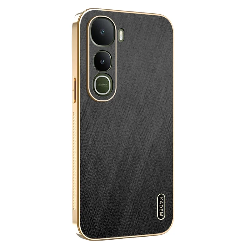 KADEM Für vivo Y400 5G Hülle Galvanisierung Seidenstruktur PU + TPU Handyhülle - Schwarz