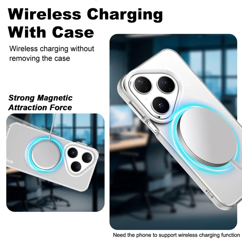 IMAK For Huawei Pura 80 Magnetic Case PC + TPU Protective Phone Back Cover - White