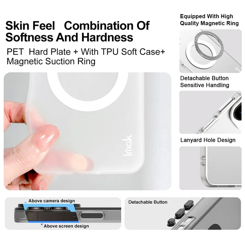 IMAK For Xiaomi Redmi Turbo 4 Pro 5G / Poco F7 5G Magnetic Case PC + TPU Protective Phone Back Cover - White