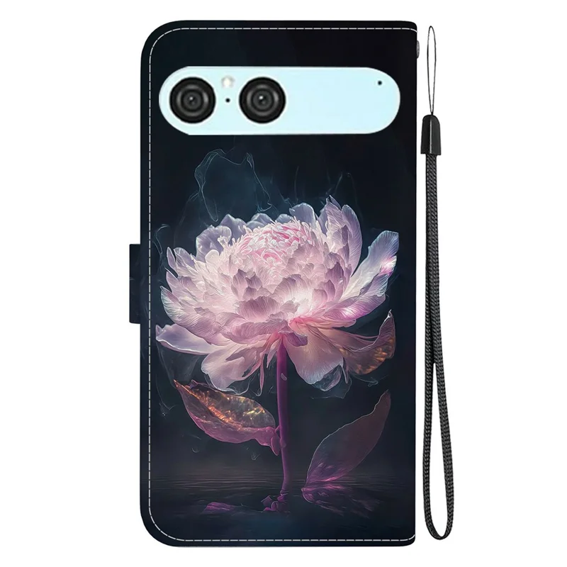 For Sony Xperia 10 VII Wallet Phone Case Pattern Printing Leather Flip Cover with Strap - Purple Peony