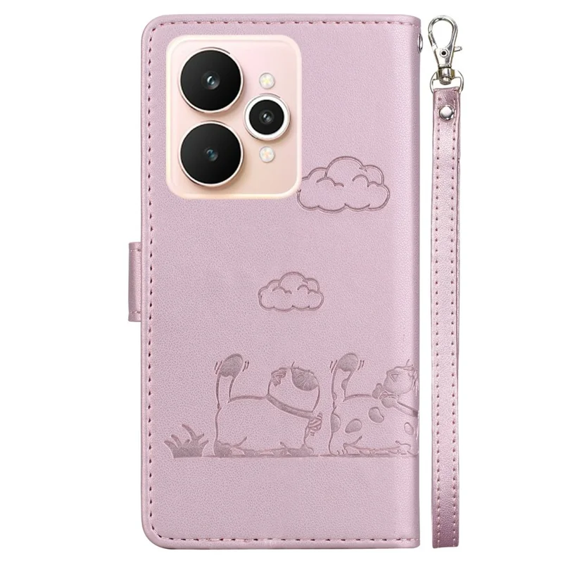For Realme 15 Pro 5G  /  15 5G Case RFID Blocking Kitten Pattern TPU + PU Leather Phone Cover with Wrist Strap - Pink