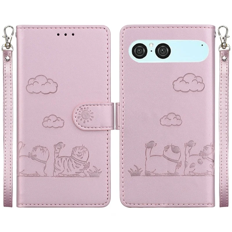 For Sony Xperia 10 VII Case RFID Blocking Kitten Pattern TPU + PU Leather Phone Cover with Wrist Strap - Pink