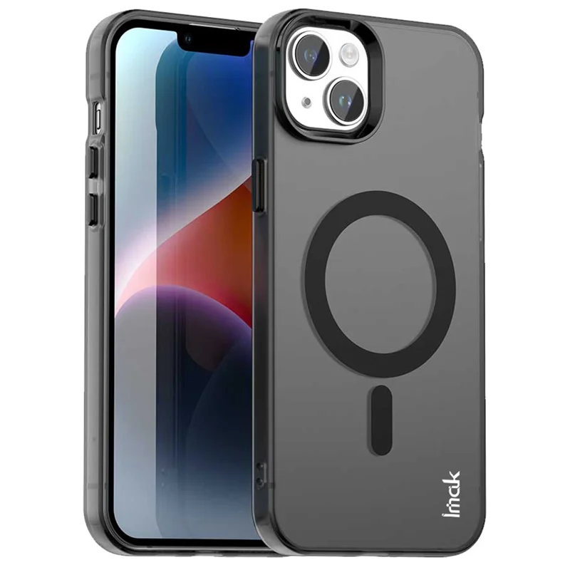 IMAK Para iPhone 14 / 13 Funda Compatible con MagSafe Color Caramelo Anticaída TPU + Cubierta Trasera de PET - Negro