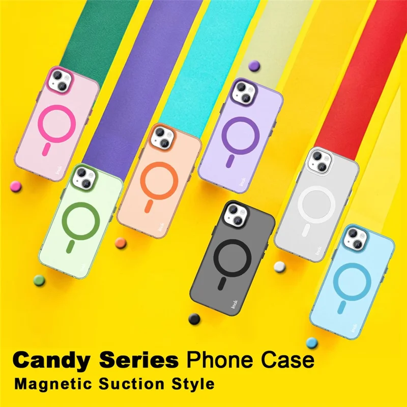 IMAK Para iPhone 14 / 13 Funda Compatible con MagSafe Color Caramelo Anticaída TPU + Cubierta Trasera de PET - Negro