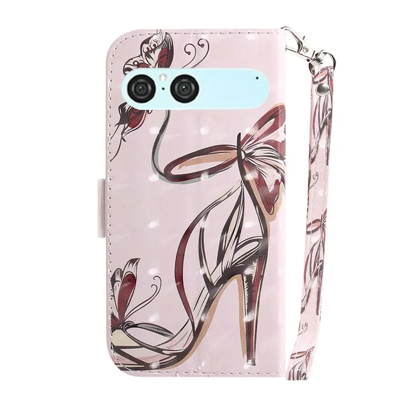 Étui de téléphone portable en cuir avec motif imprimé pour Sony Xperia 10 VII avec dragonne - Talons hauts papillon