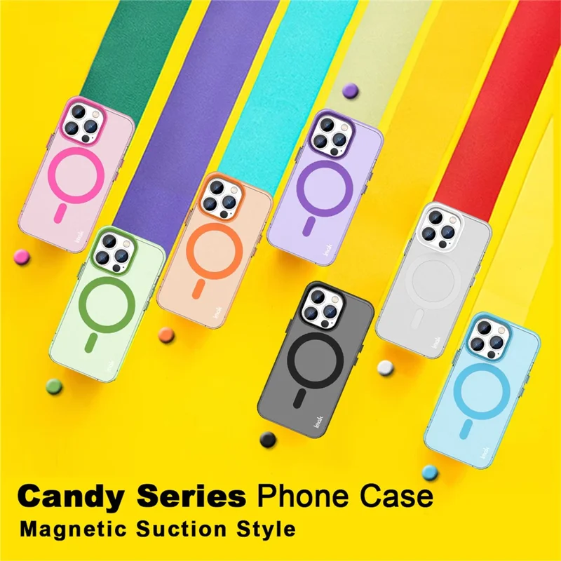 IMAK Para Funda iPhone 14 Pro Compatible con MagSafe Color Caramelo Anti Caída TPU + Cubierta Trasera PET - Negro