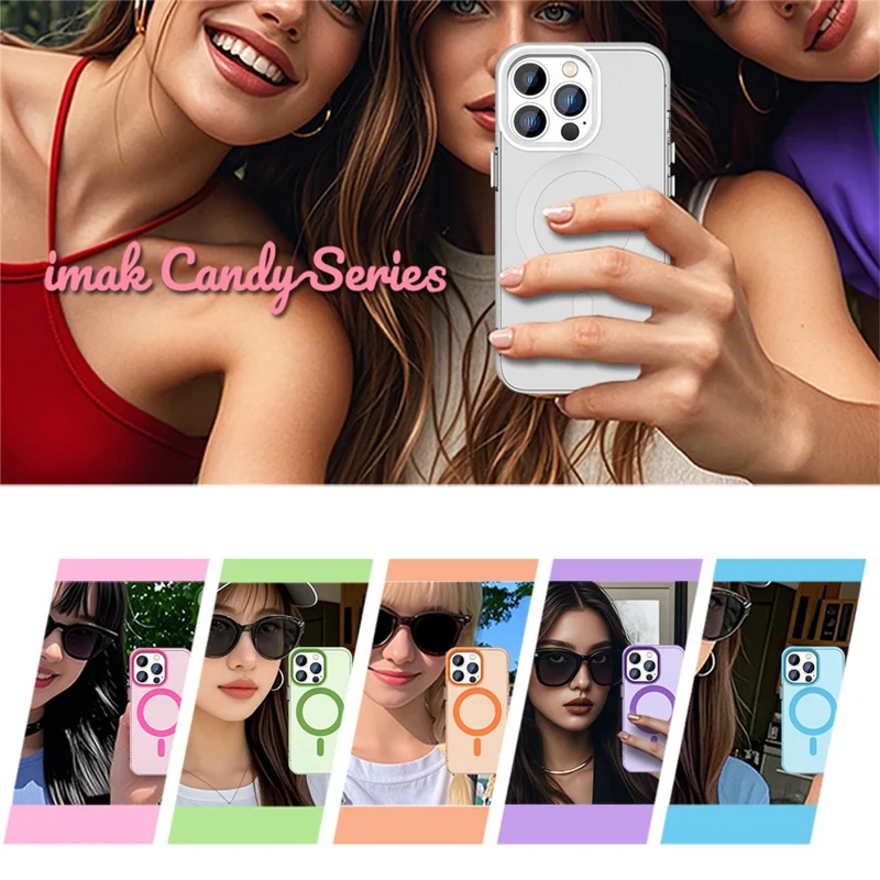 IMAK Funda para iPhone 14 Pro Max Compatible con MagSafe Candy Color Anti Drop TPU + Cubierta Trasera de PET - Negro
