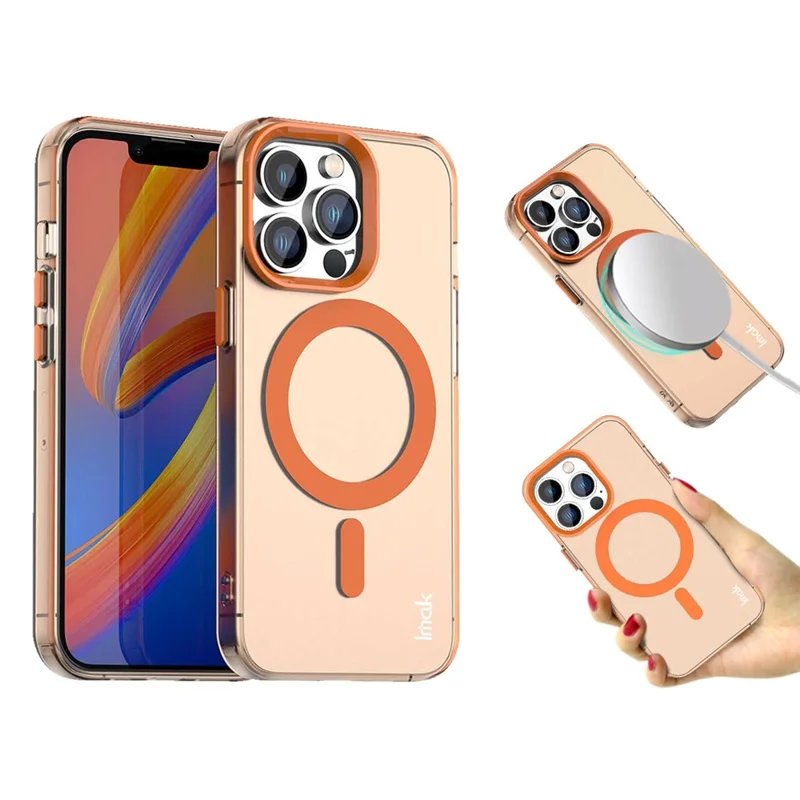 IMAK For iPhone 14 Pro Max Case Compatible with MagSafe Candy Color Anti Drop TPU + PET Back Cover - Orange