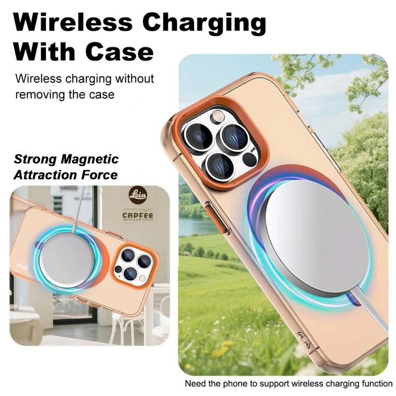 IMAK For iPhone 14 Pro Max Case Compatible with MagSafe Candy Color Anti Drop TPU + PET Back Cover - Orange