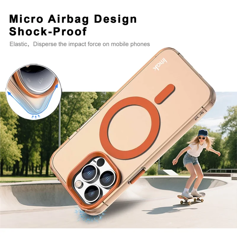 IMAK For iPhone 14 Pro Max Case Compatible with MagSafe Candy Color Anti Drop TPU + PET Back Cover - Orange