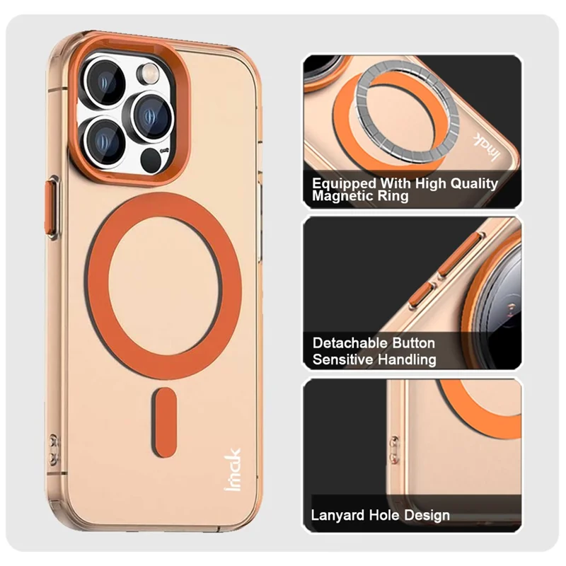 IMAK For iPhone 14 Pro Max Case Compatible with MagSafe Candy Color Anti Drop TPU + PET Back Cover - Orange