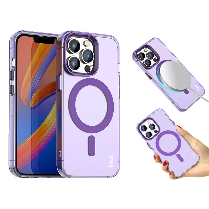 IMAK For iPhone 14 Pro Max Case Compatible with MagSafe Candy Color Anti Drop TPU + PET Back Cover - Purple
