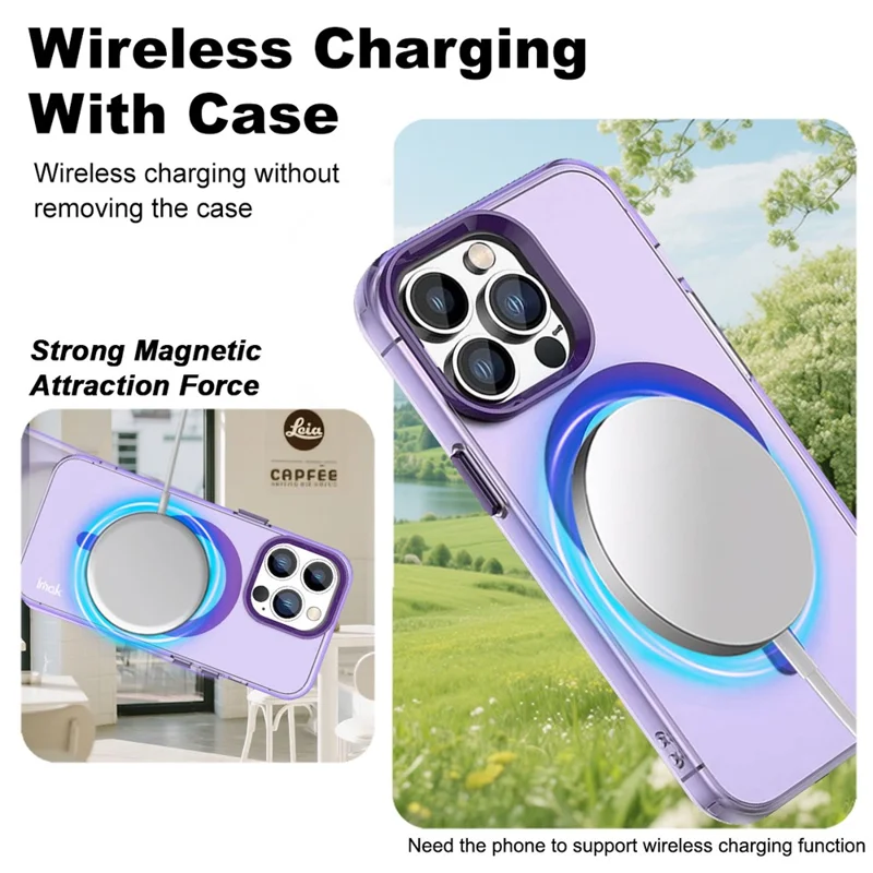 IMAK For iPhone 14 Pro Max Case Compatible with MagSafe Candy Color Anti Drop TPU + PET Back Cover - Purple