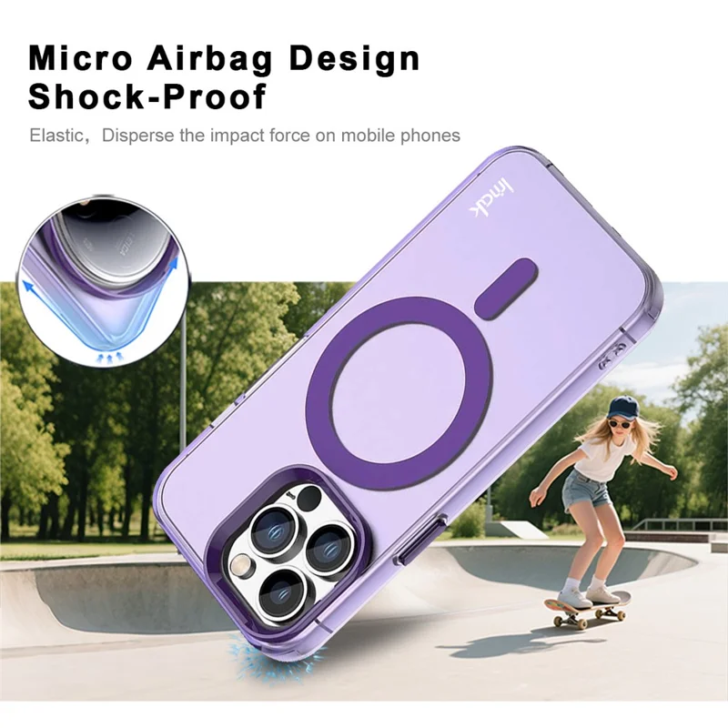 IMAK For iPhone 14 Pro Max Case Compatible with MagSafe Candy Color Anti Drop TPU + PET Back Cover - Purple