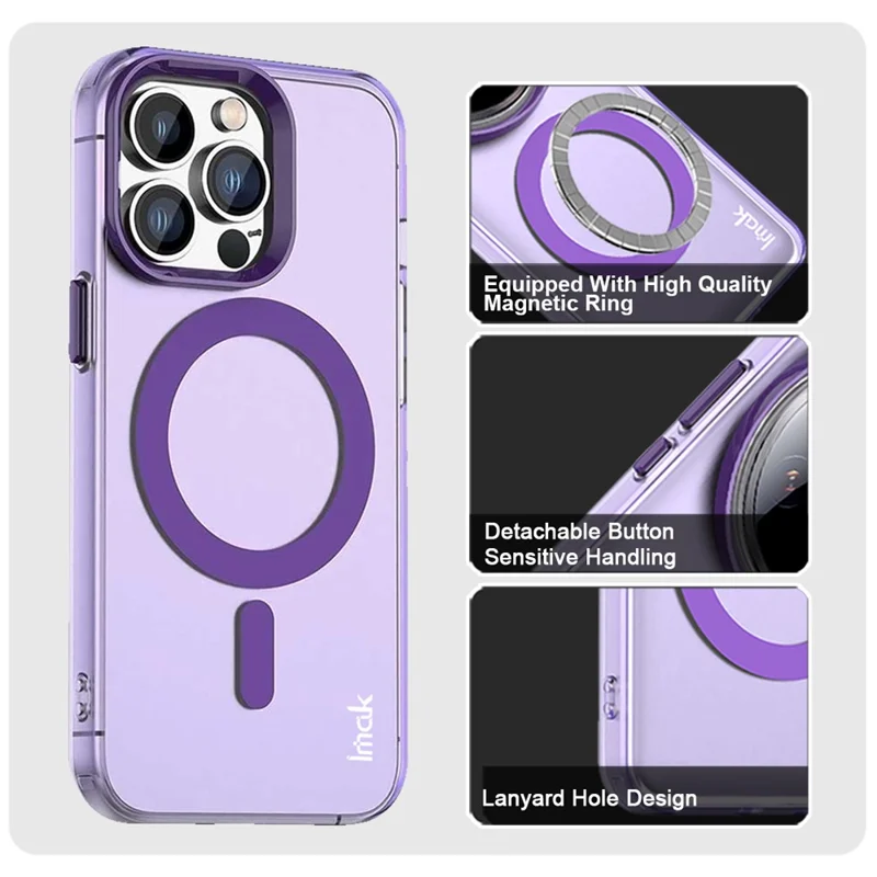 IMAK For iPhone 14 Pro Max Case Compatible with MagSafe Candy Color Anti Drop TPU + PET Back Cover - Purple
