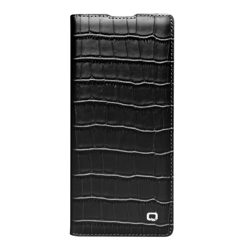 QIALINO Per Samsung Galaxy Z Fold7 5G Custodia Texture Coccodrillo Vera Pelle Bovina Flip Phone Cover - Nero