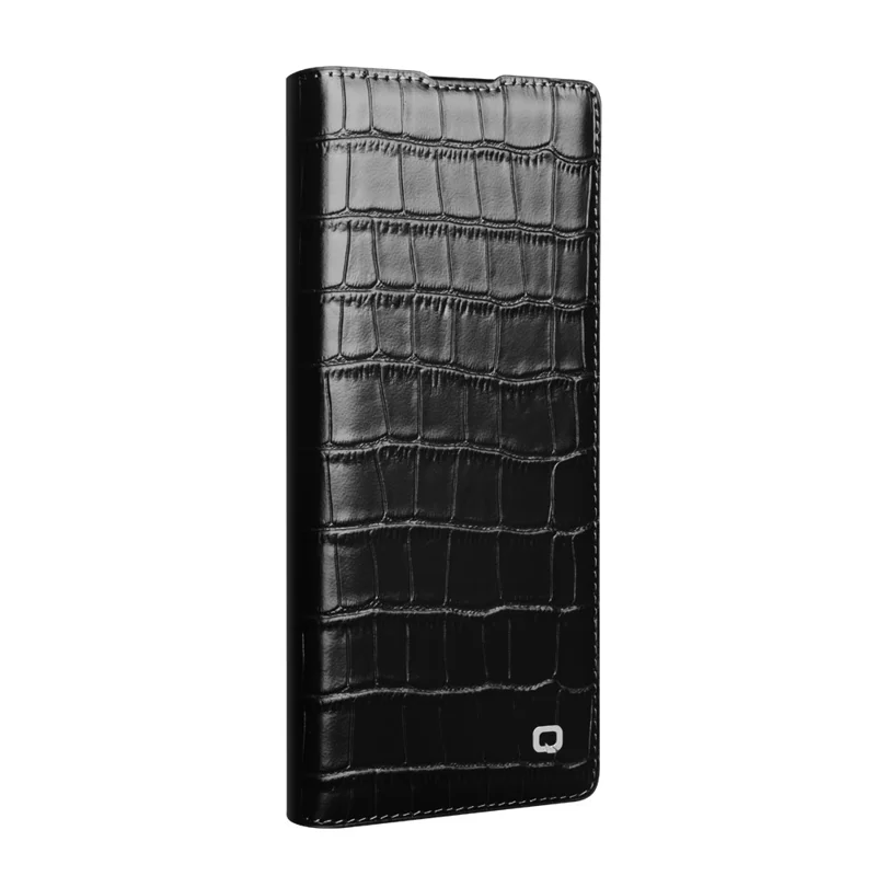 QIALINO Per Samsung Galaxy Z Fold7 5G Custodia Texture Coccodrillo Vera Pelle Bovina Flip Phone Cover - Nero