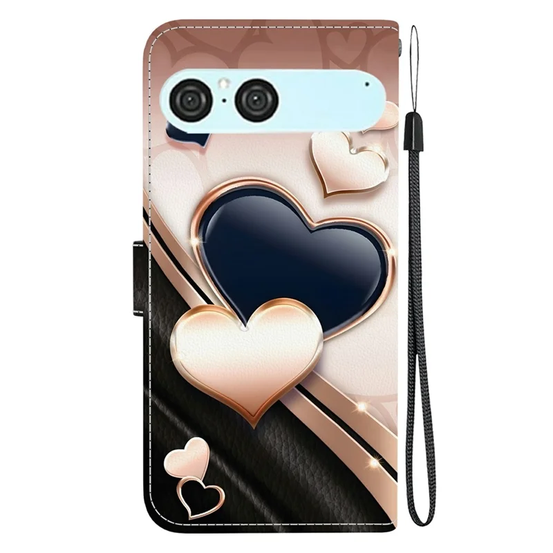 For Sony Xperia 10 VII Leather Case Stand Wallet Pattern Printing Phone Cover with Wrist Strap - Love