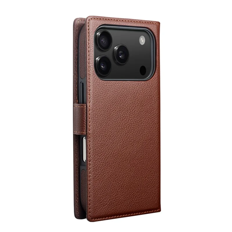 QIALINO For iPhone 17 Pro Max Detachable Wallet Case Compatible with MagSafe Genuine Cow Leather Phone Cover - Brown