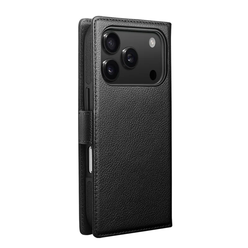 QIALINO Funda para iPhone 17 Pro Compatible con MagSafe Cartera de Cuero Genuino de Vaca Desmontable - Negro