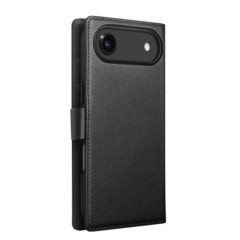 QIALINO For iPhone Air Case Compatible with MagSafe Detachable Genuine Cow Leather Wallet Phone Cover - Black