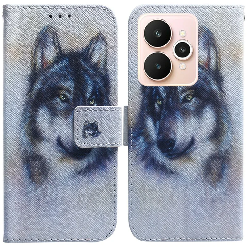 For Realme 15 Pro 5G  /  15 5G Wallet Case Pattern Print Leather Phone Cover - Wolf