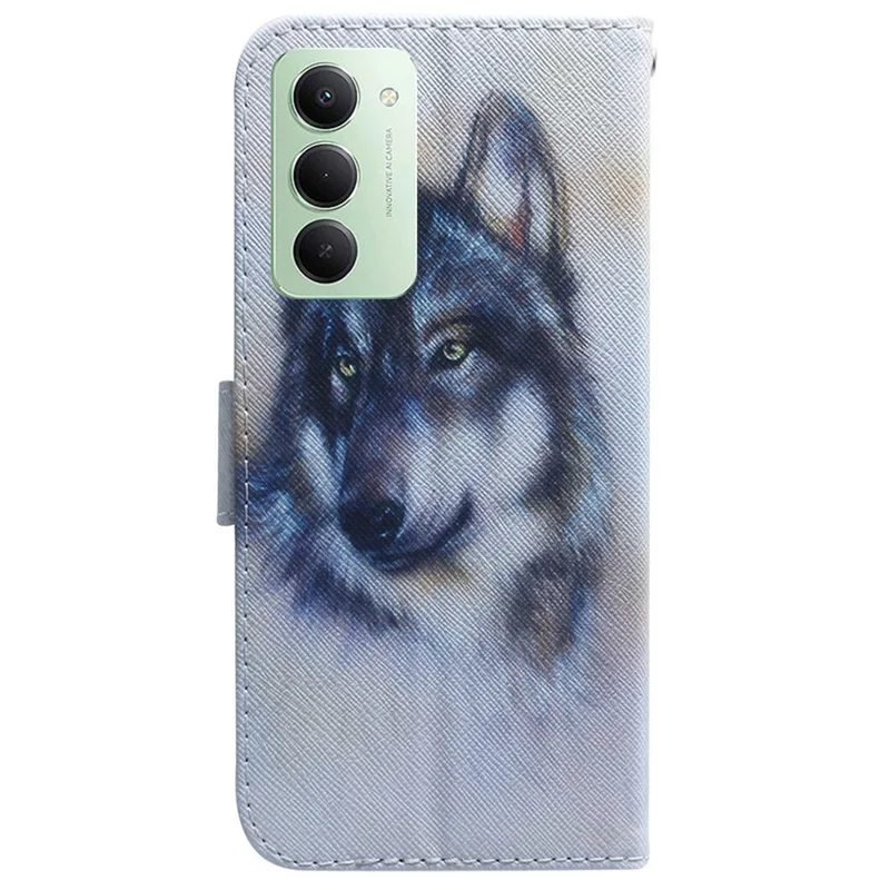 For Xiaomi Redmi 15 4G (EU) (171mm) Wallet Case Pattern Print Leather Phone Cover - Wolf