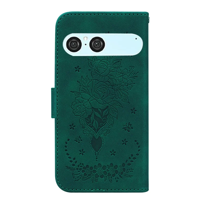 Étui Sony Xperia 10 VII Papillon Fleur Imprimé Cuir PU Portefeuille Étui Téléphone avec Sangle - Vert