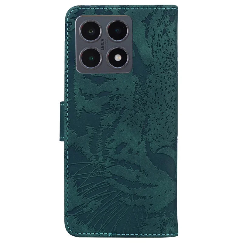 For Xiaomi 15T Case Tiger Imprint Leather Wallet Phone Cover - Green