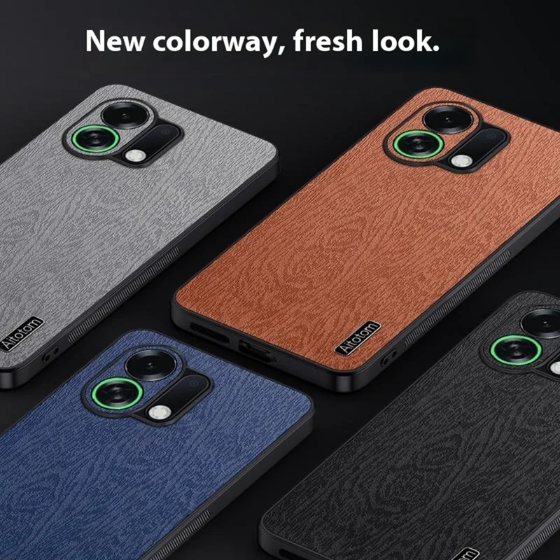 Funda para Oppo K13 Turbo Pro 5G - Textura de madera, revestimiento de cuero de PU, cubierta de teléfono de PC TPU - Negro