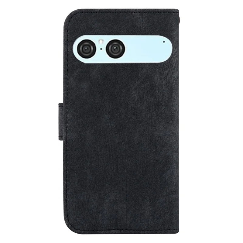 For Sony Xperia 10 VII Wallet Case Tiger Imprint Leather Shockproof Phone Cover with Wrist Strap - Black