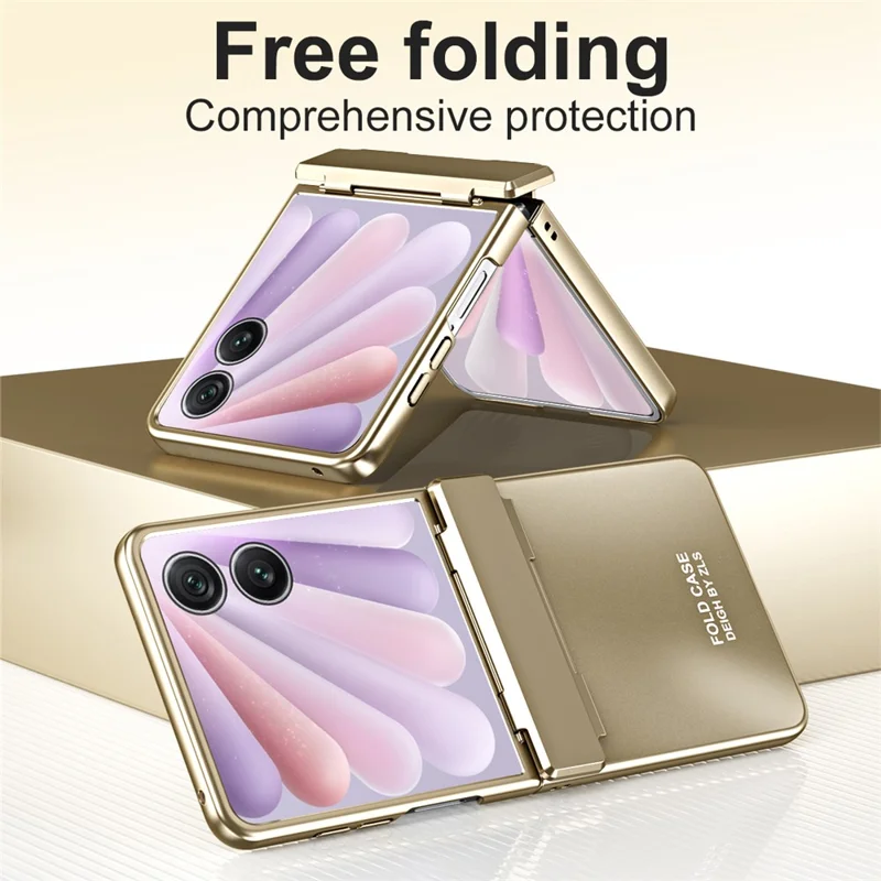 Capa para Honor Magic V Flip 2 Revestimento Eletroplástico Rígido PC Capa Protetora de Telefone com Protetor de Tela - Dourado