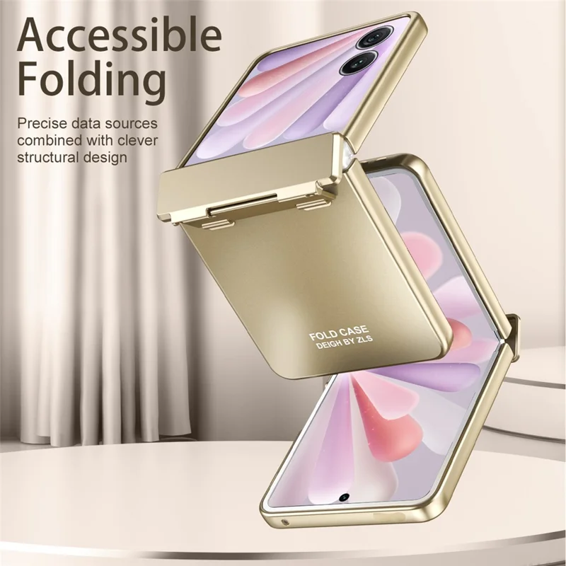 Capa para Honor Magic V Flip 2 Revestimento Eletroplástico Rígido PC Capa Protetora de Telefone com Protetor de Tela - Dourado