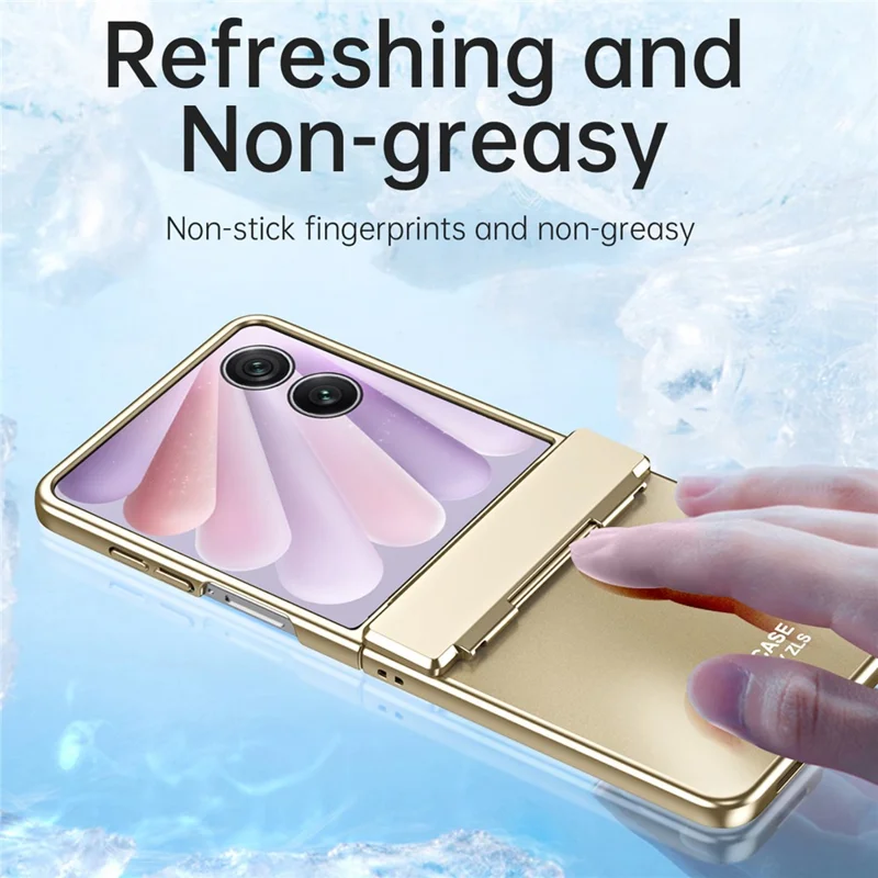 غطاء Honor Magic V Flip 2 للهاتف من مادة البولي كربونات الصلبة مع طلاء كهربائي - ذهبي