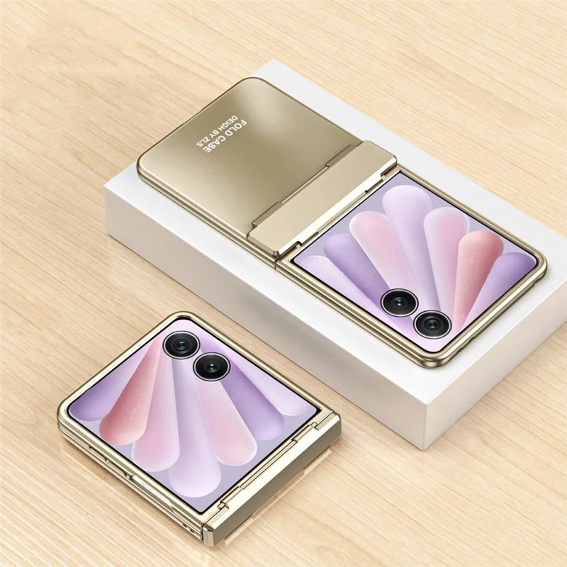 غطاء Honor Magic V Flip 2 للهاتف من مادة البولي كربونات الصلبة مع طلاء كهربائي - ذهبي