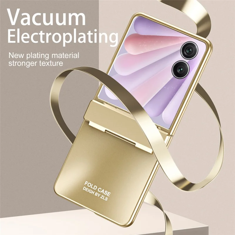 غطاء Honor Magic V Flip 2 للهاتف من مادة البولي كربونات الصلبة مع طلاء كهربائي - ذهبي