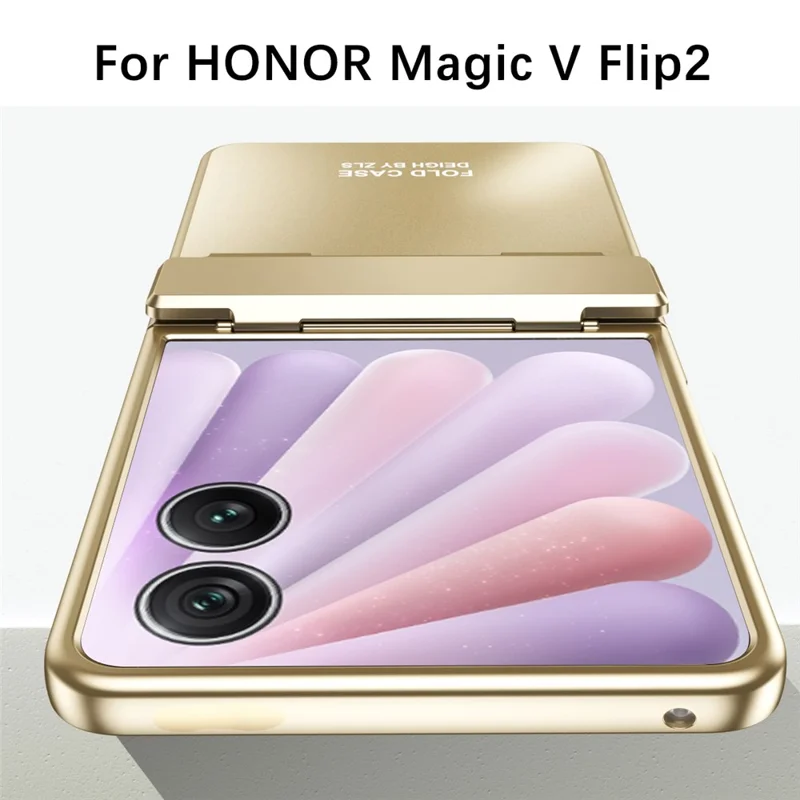 غطاء Honor Magic V Flip 2 للهاتف من مادة البولي كربونات الصلبة مع طلاء كهربائي - ذهبي
