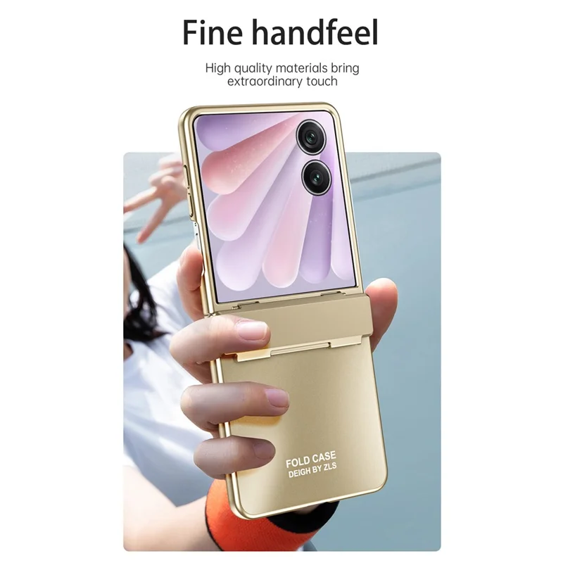 غطاء Honor Magic V Flip 2 للهاتف من مادة البولي كربونات الصلبة مع طلاء كهربائي - ذهبي