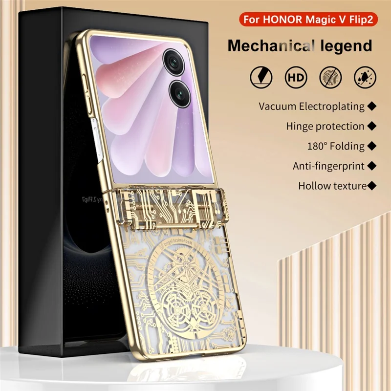 Til Honor Magic V Flip 2 Case Mechanical Legend Elektropladering PC Telefonbeskyttelse - Sort