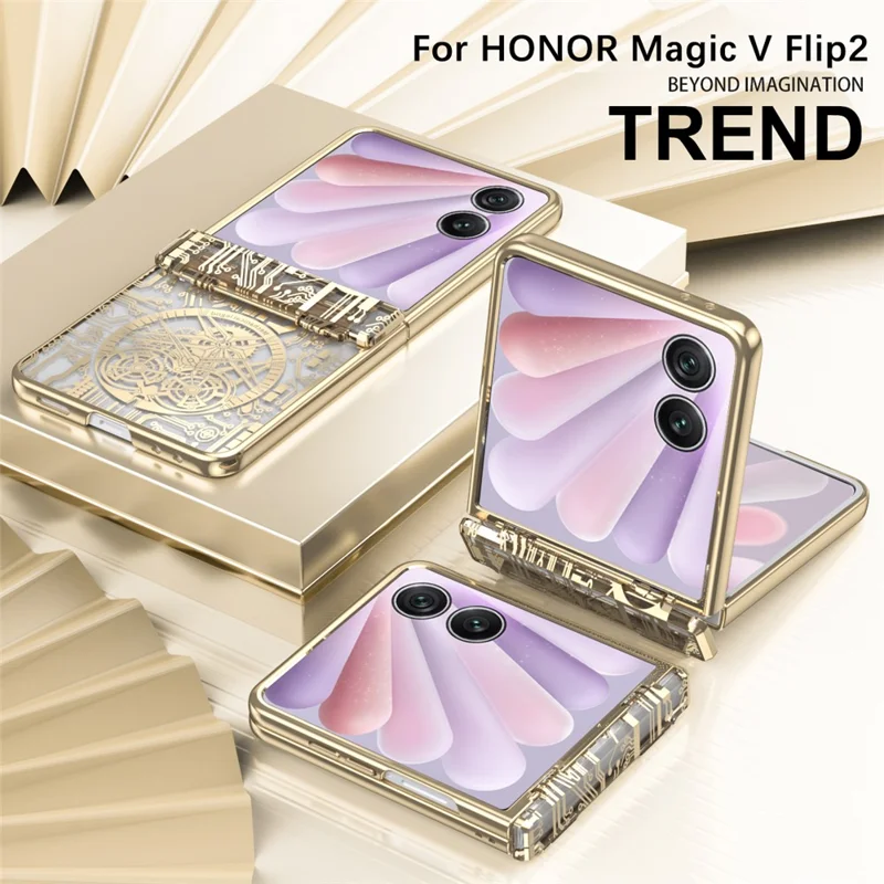 Til Honor Magic V Flip 2 Case Mechanical Legend Elektropladering PC Telefonbeskyttelse - Sort
