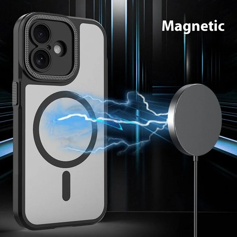 Groothandel voor iPhone 15 Pro hoesje PC + TPU precies uitgesneden telefoonhoes compatibel met MagSafe - Zwart